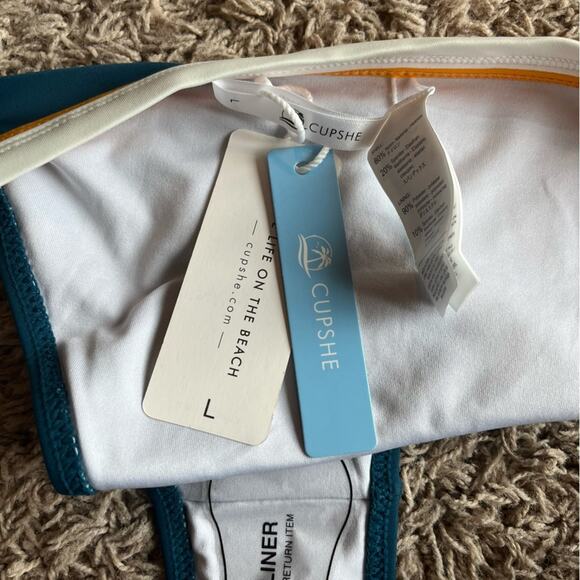 NWT! Cupshe Blue / Orange Swim Bikini Bottom Size Large - Picture 5 of 12